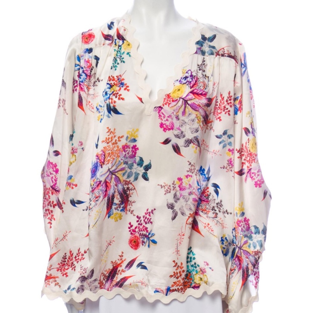 Vanita Rosa blouse! 100% silk! Rick Rack & Silk…. Fab combination!